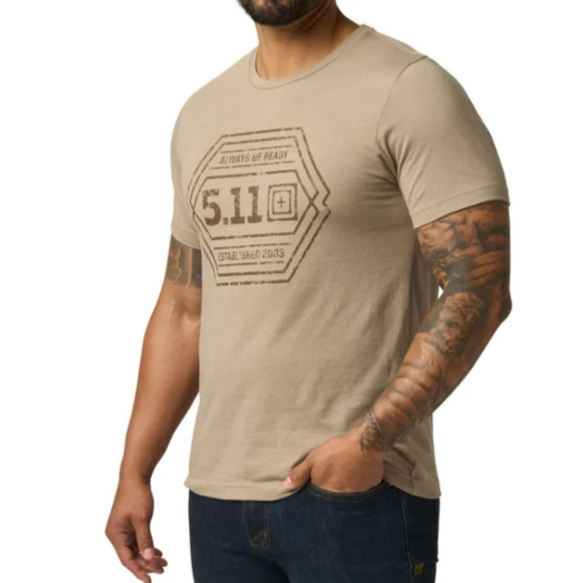 5.11 Tactical Men's Intricate Emblem Logo Graphic Short Sleeve T-Shirt T-Shirts 5.11 Tactical Desert Brush 2XL Reg