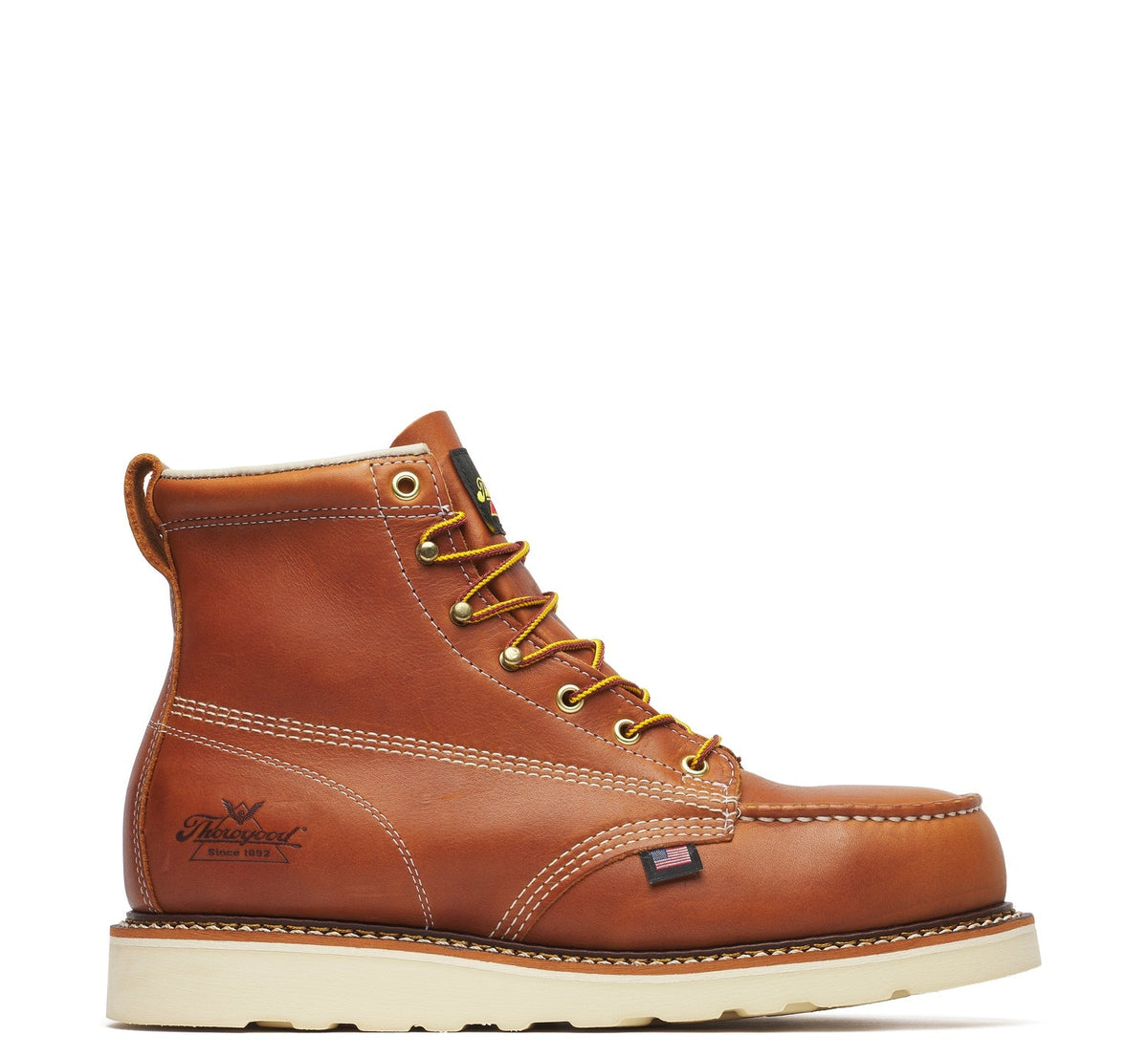 Thorogood Men&#39;s American Heritage MAXWear Wedge 6&quot; Steel Toe Work Boot_Tobacco - Work World - Workwear, Work Boots, Safety Gear