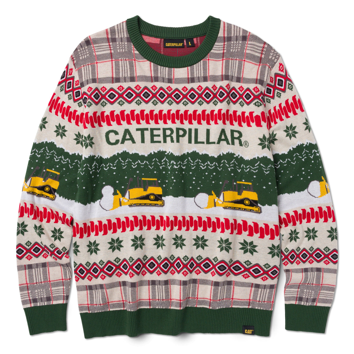 CAT Snowdozer Graphic Christmas Sweater Sweatshirts & Hoodies CAT Vanilla 2XL Reg