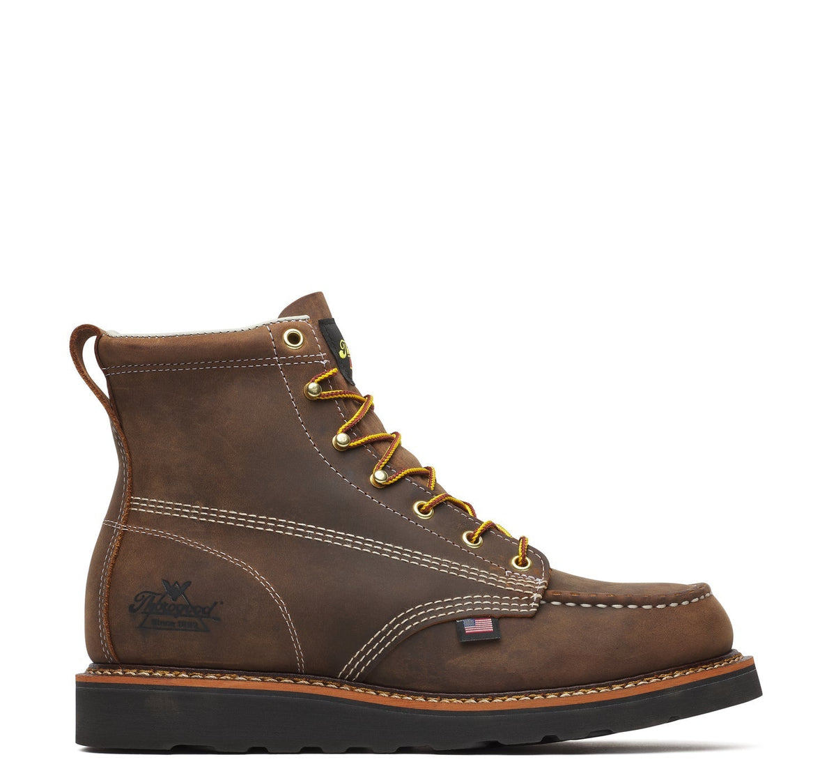 Thorogood Men's American Heritage 6" Moc Toe Wedge Boot Work Boots Thorogood Crazyhorse 10 2E