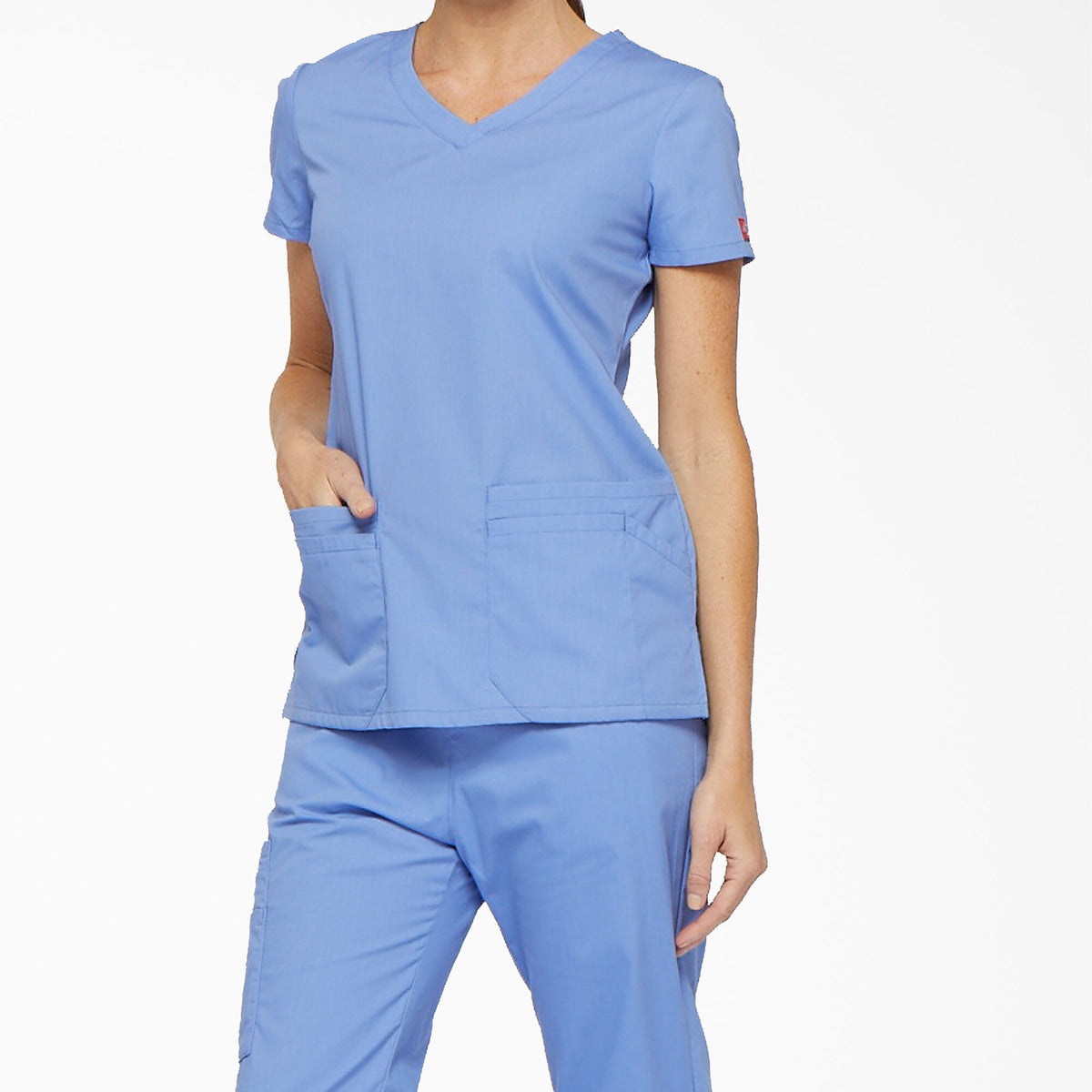 Dickies Women&#39;s EDS Signature V-Neck Scrub Top_Ciel Blue - Work World - Workwear, Work Boots, Safety Gear