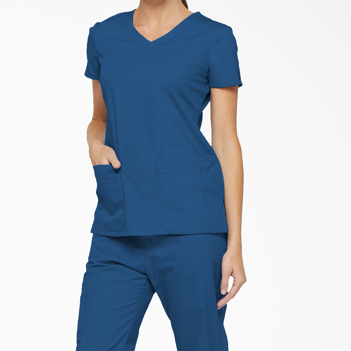 Dickies Women&#39;s EDS Signature V-Neck Scrub Top_Royal - Work World - Workwear, Work Boots, Safety Gear