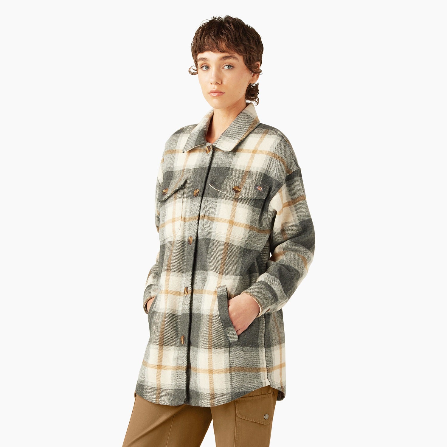 Dickies Women's Flannel Oversized Plaid Shirt Jac - Work World - Workwear, Work Boots, Safety Gear