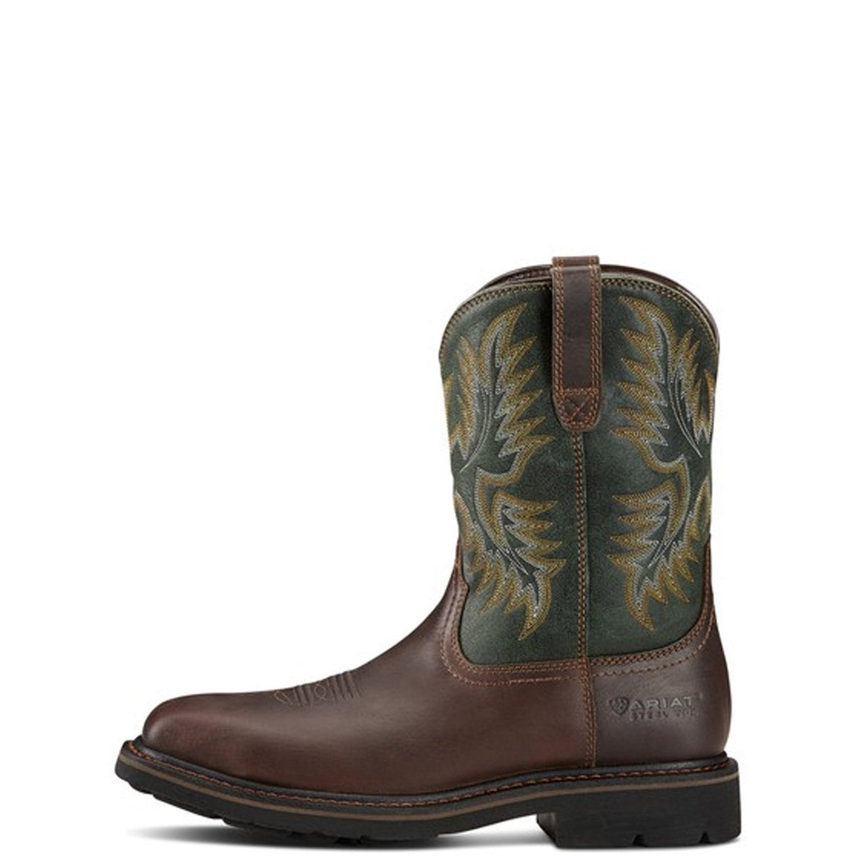Ariat Men's Sierra Wide Square Toe Steel Toe Work Boot Work Boots Ariat Dark Brown/Pine Green 10 2E