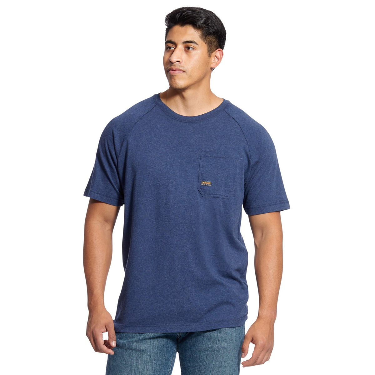 Ariat Men&#39;s Rebar CottonStrong T-Shirt_Navy Heather - Work World - Workwear, Work Boots, Safety Gear