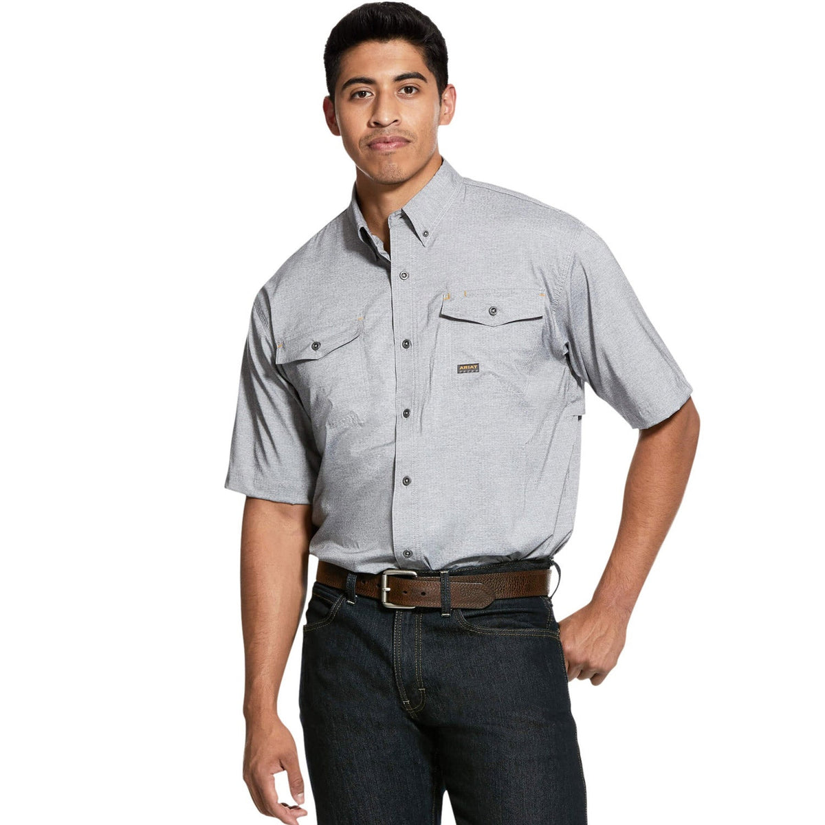 Ariat Men's Rebar Made Tough Short Sleeve Work Shirt Work Shirts Ariat Charcoal Heather 2XL Reg