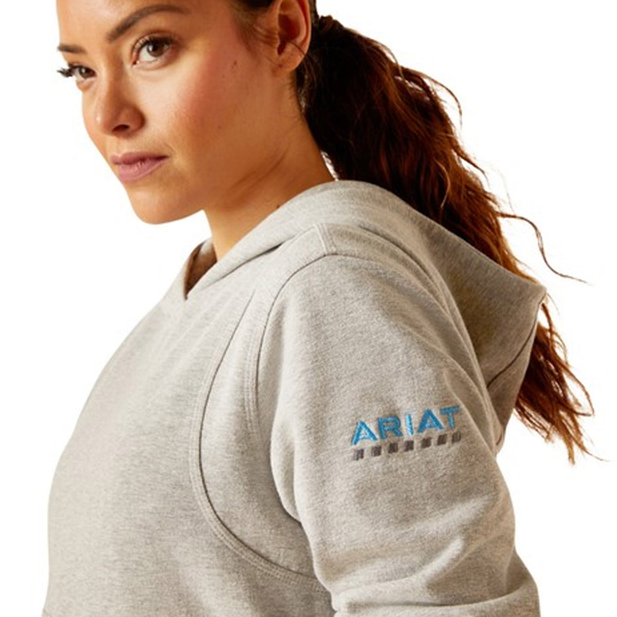 Ariat Women&#39;s Rebar Lightweight Cropped Logo Sleeve Hoodie - Work World - Workwear, Work Boots, Safety Gear