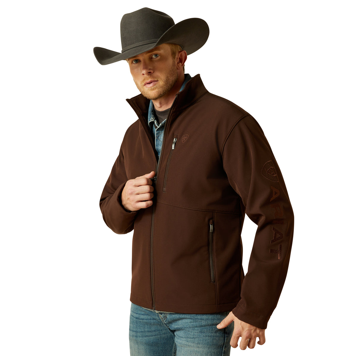 Ariat Men's Logo SoftShell Jacket Jackets & Coats Ariat Brown 2XL Reg