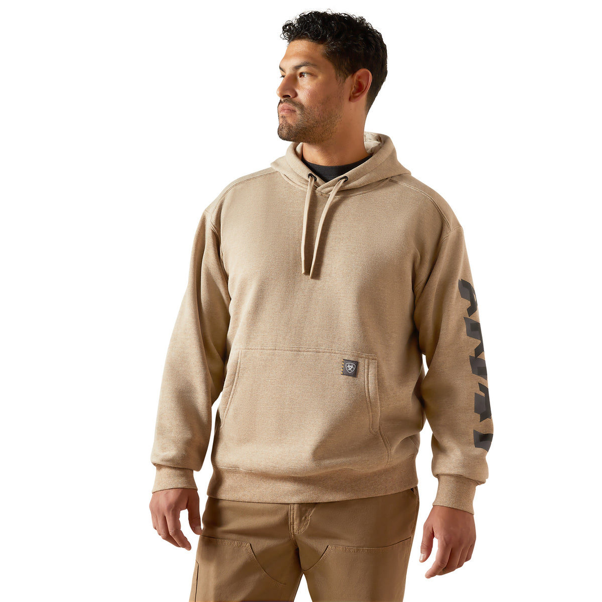 Ariat Men's Rebar Lightweight Logo Hoodie Sweatshirts & Hoodies Ariat Oatmeal Heather/Black 2XL Reg