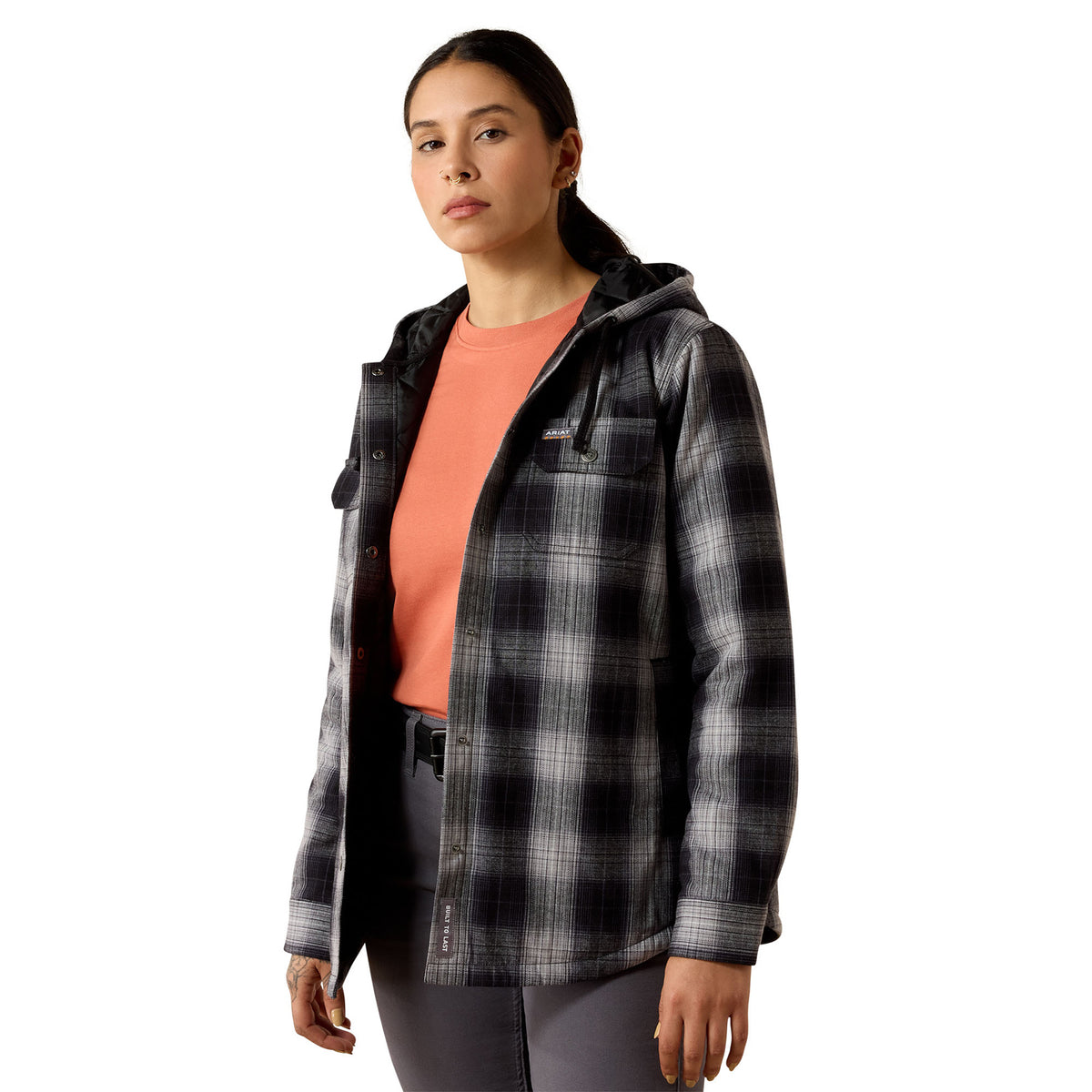 Ariat Women's Rebar Flannel Insulated Shirt Jacket Jackets & Coats Ariat Black 2XL Reg