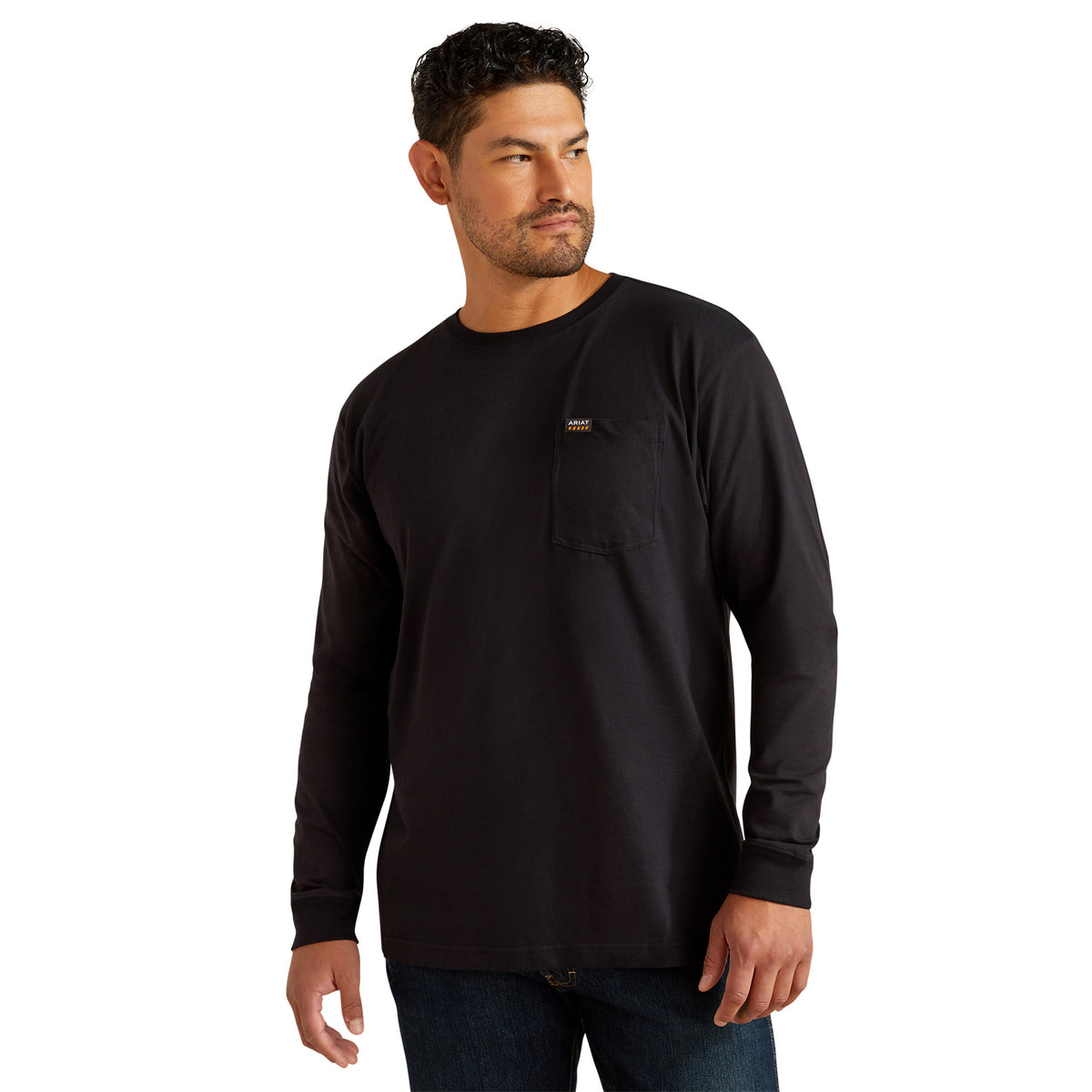 Ariat Men's Rebar Cotton Strong Standard Pocket T-Shirt Long Sleeve T-Shirts Ariat Black 2XL Reg