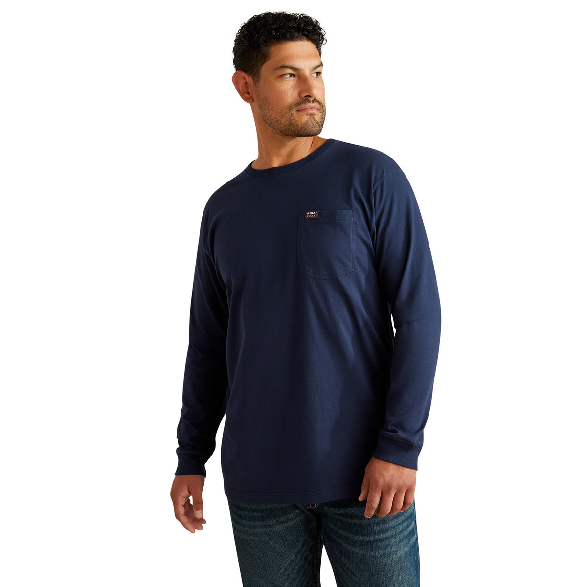 Ariat Men's Rebar Cotton Strong Standard Pocket T-Shirt Long Sleeve T-Shirts Ariat Navy 2XL Reg