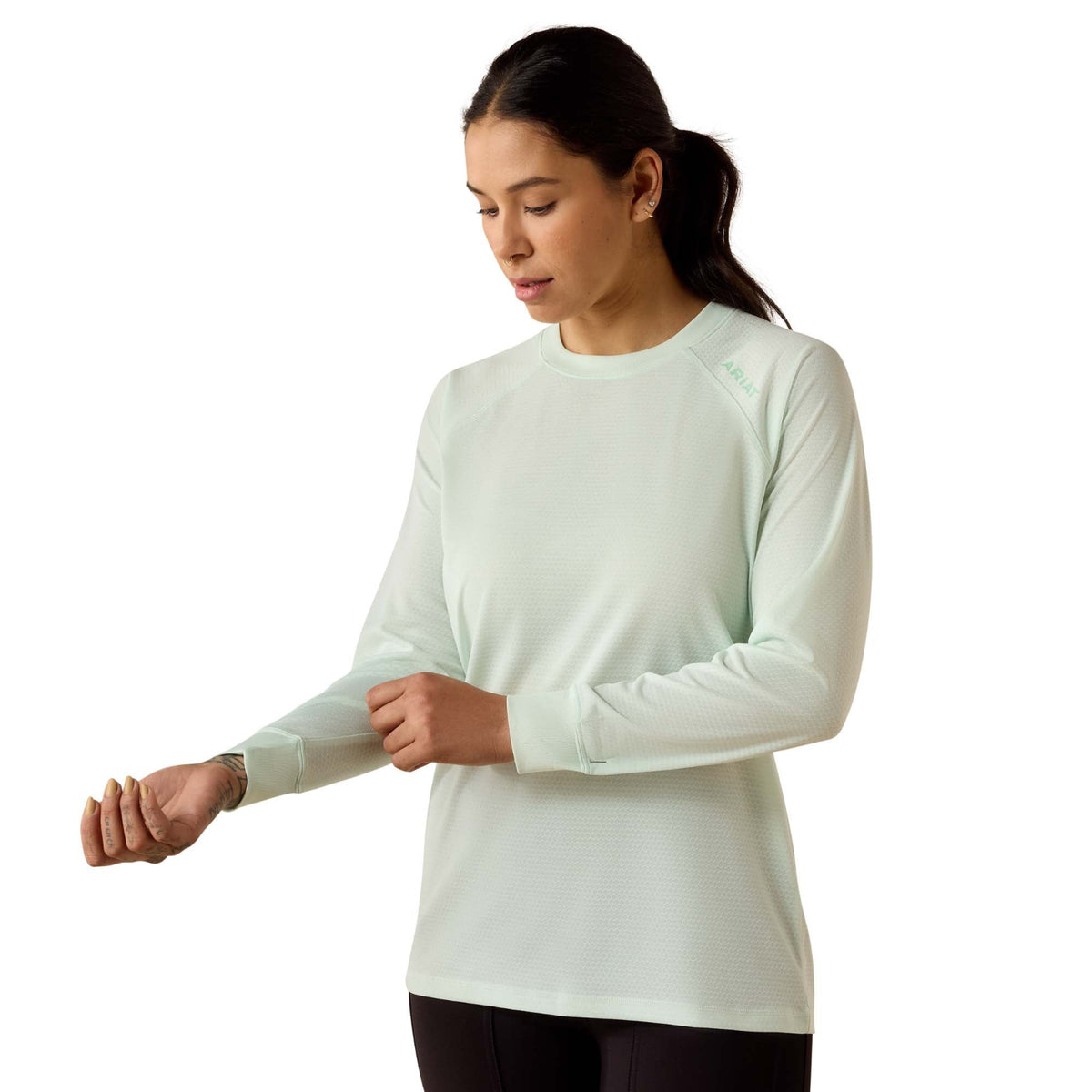 Ariat Women's Rebar Heat Fighter Essential Long Sleeve T-Shirt Long Sleeve T-Shirts Ariat Clearly Aqua 1XL Plus