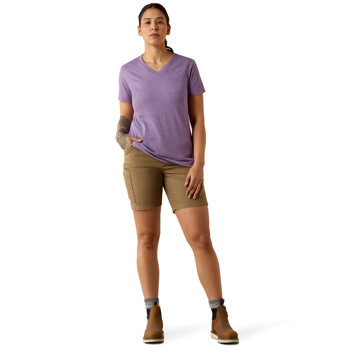 Ariat Women's Rebar Cotton Strong Standard V-Neck Short Sleeve T-Shirt T-Shirts Ariat