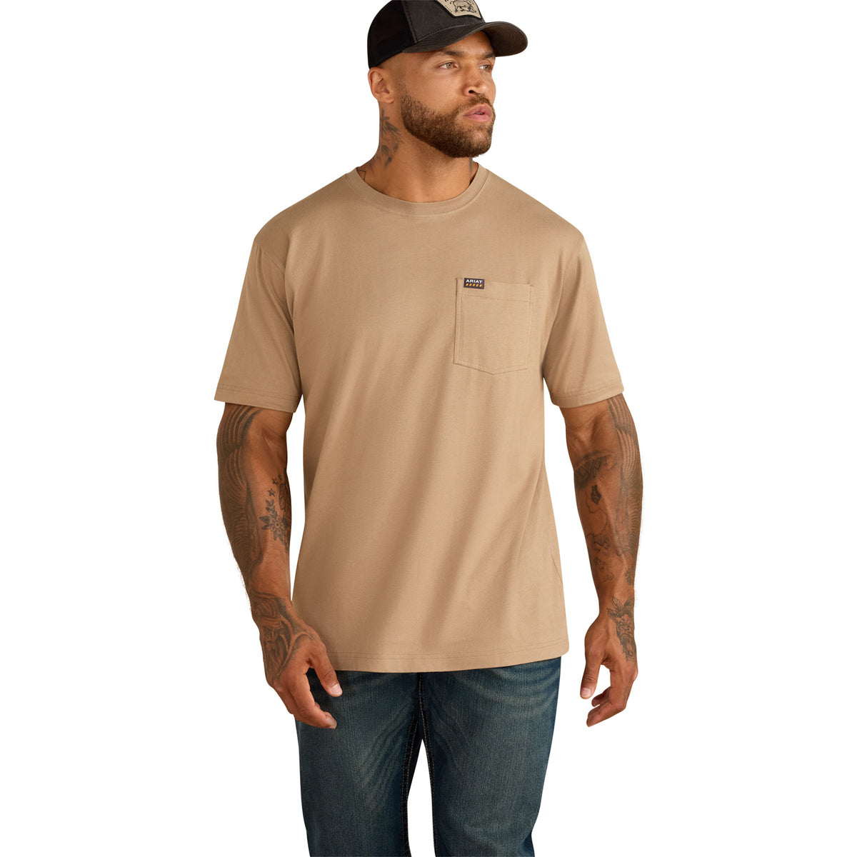Ariat Men's Rebar Cotton Strong Standard Pocket T-Shirt T-Shirts Ariat Greige 2XL Reg