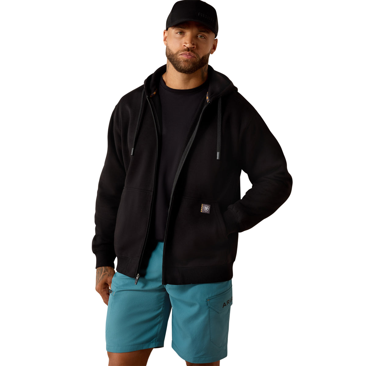 Ariat Men's Rebar Lightweight Label Full Zip Hoodie Sweatshirts & Hoodies Ariat