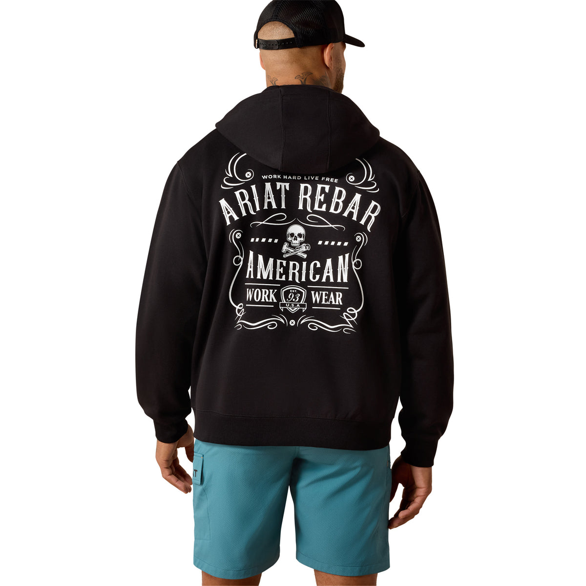 Ariat Men's Rebar Lightweight Label Full Zip Hoodie Sweatshirts & Hoodies Ariat Black 2XL Reg