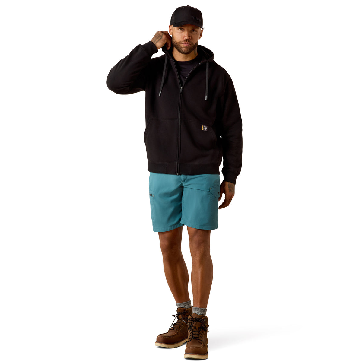 Ariat Men's Rebar Lightweight Label Full Zip Hoodie Sweatshirts & Hoodies Ariat