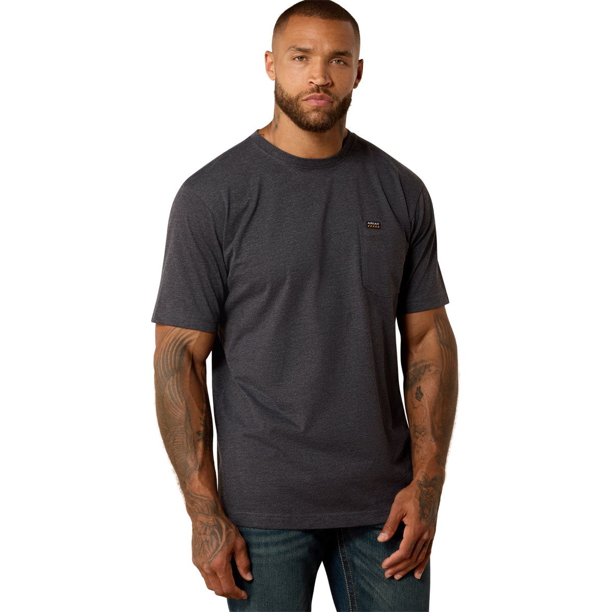 Ariat Men's Rebar Cotton Strong Skull Graphic Short Sleeve Tee T-Shirts Ariat Charcoal Heather 2XL Reg