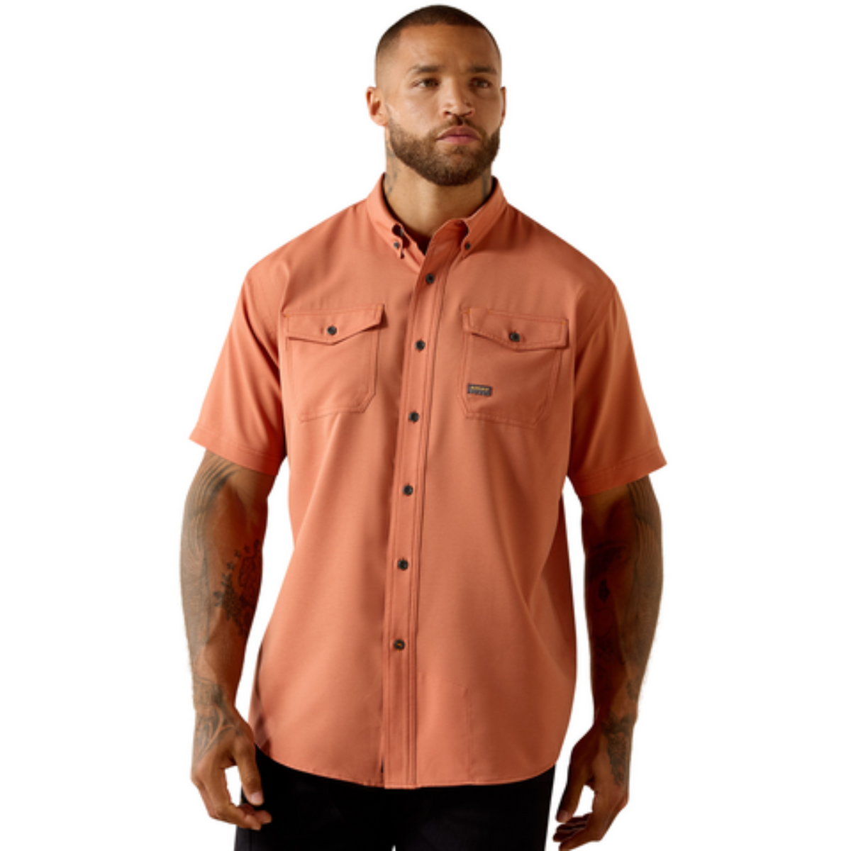 Ariat Men's Rebar Made Tough VentTEK DuraStretch Work Shirt Work Shirts Ariat Burnt Brick 2XL Reg