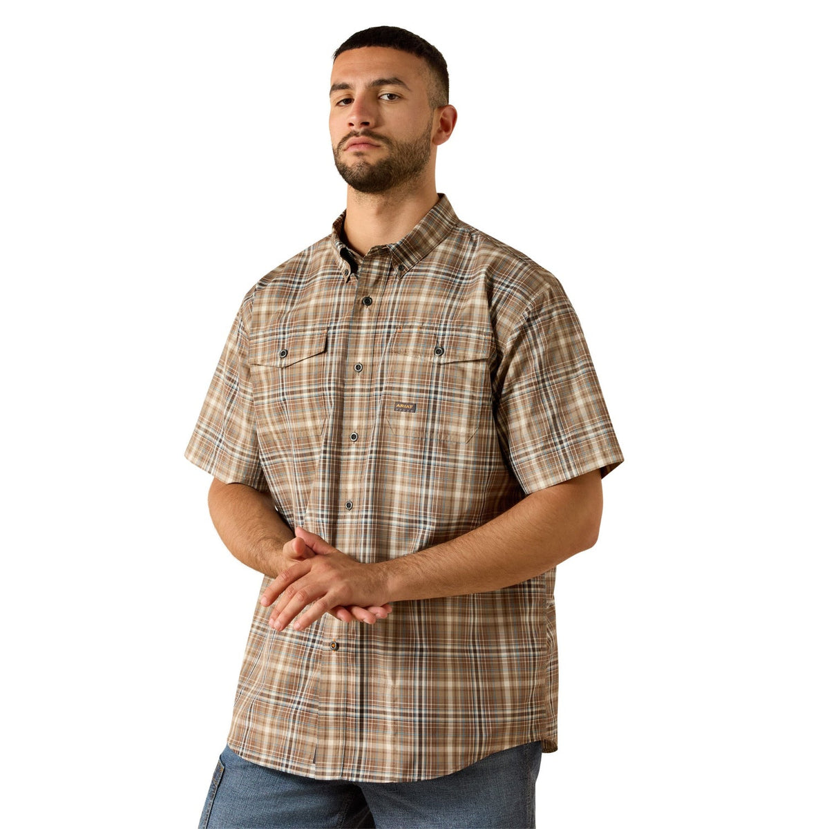 Ariat Men's Rebar Made Tough VentTEK DuraStretch Work Shirt Work Shirts Ariat Pinecone 2XL Reg