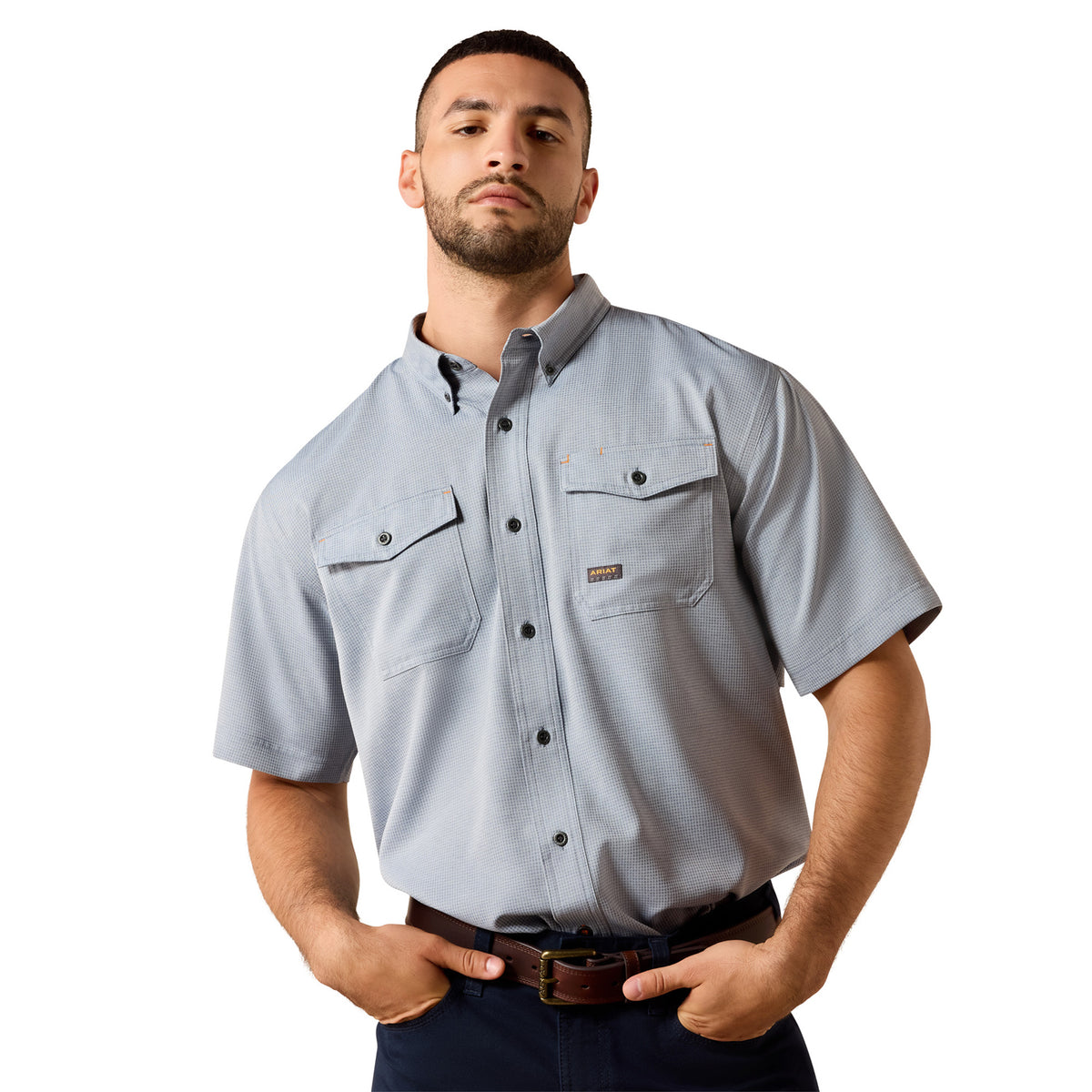 Ariat Men's Rebar Made Tough VentTEK DuraStretch Work Shirt Work Shirts Ariat Dark Denim 2XL Reg