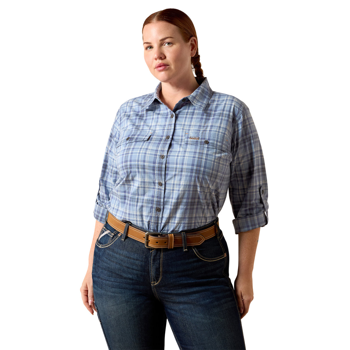Ariat Women's Rebar Made Tough DuraStretch Work Shirt Work Shirts Ariat Coastal Fjord 1XL Plus