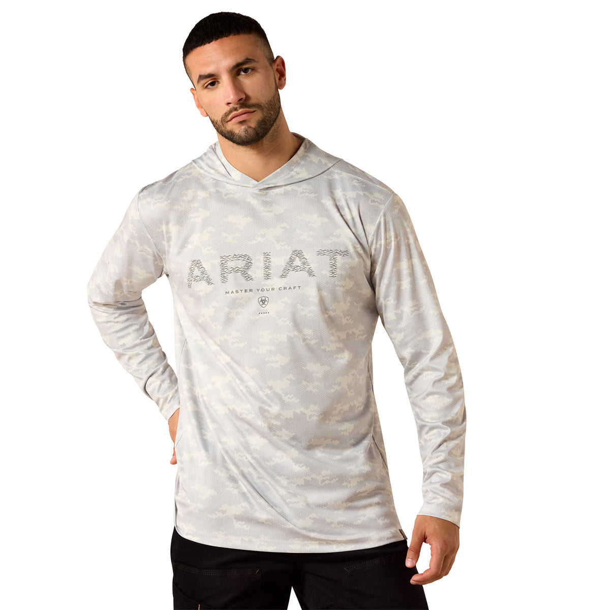 Ariat Men's Rebar Sunblocker Printed Craft Hooded Long Sleeve T-Shirt Sweatshirts & Hoodies Ariat Microchip 2XL Reg