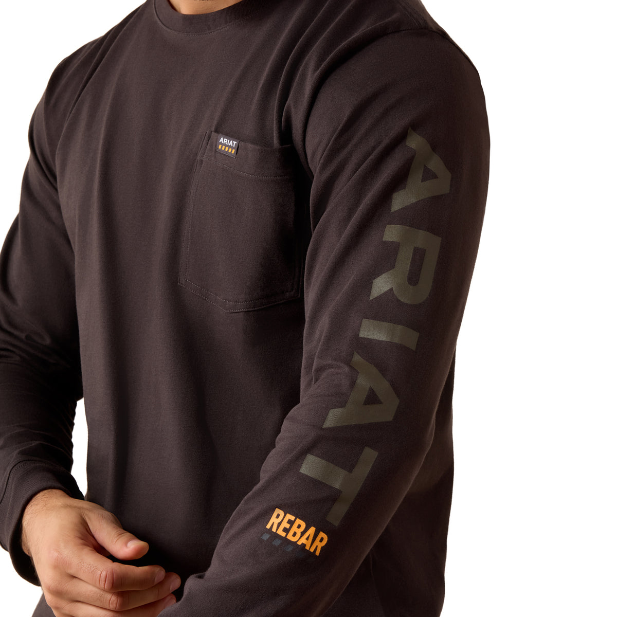 Ariat Men's Rebar Cotton Strong Standard Logo Pocket Long Sleeve T-Shirt