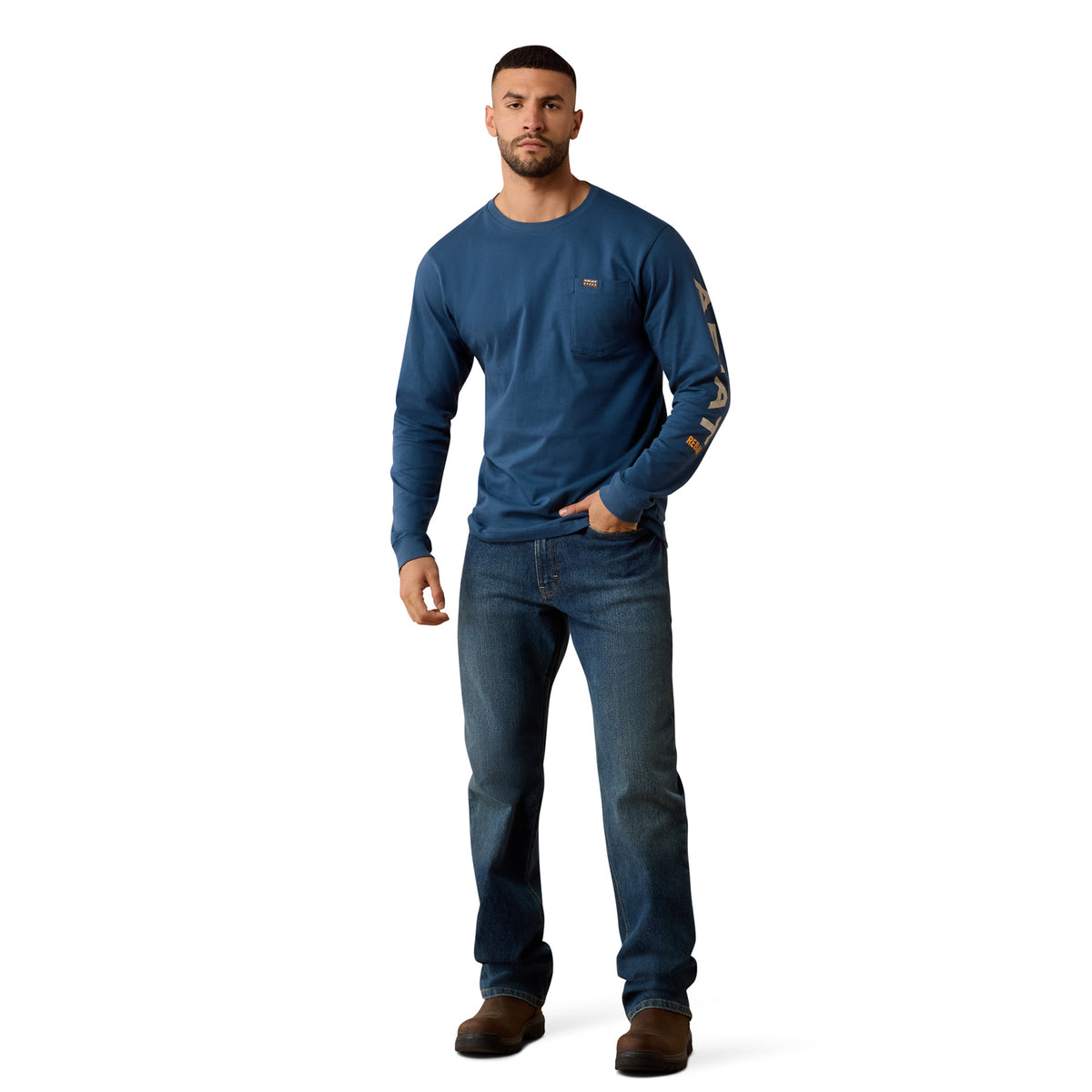 Ariat Men's Rebar Cotton Strong Standard Logo Pocket Long Sleeve T-Shirt