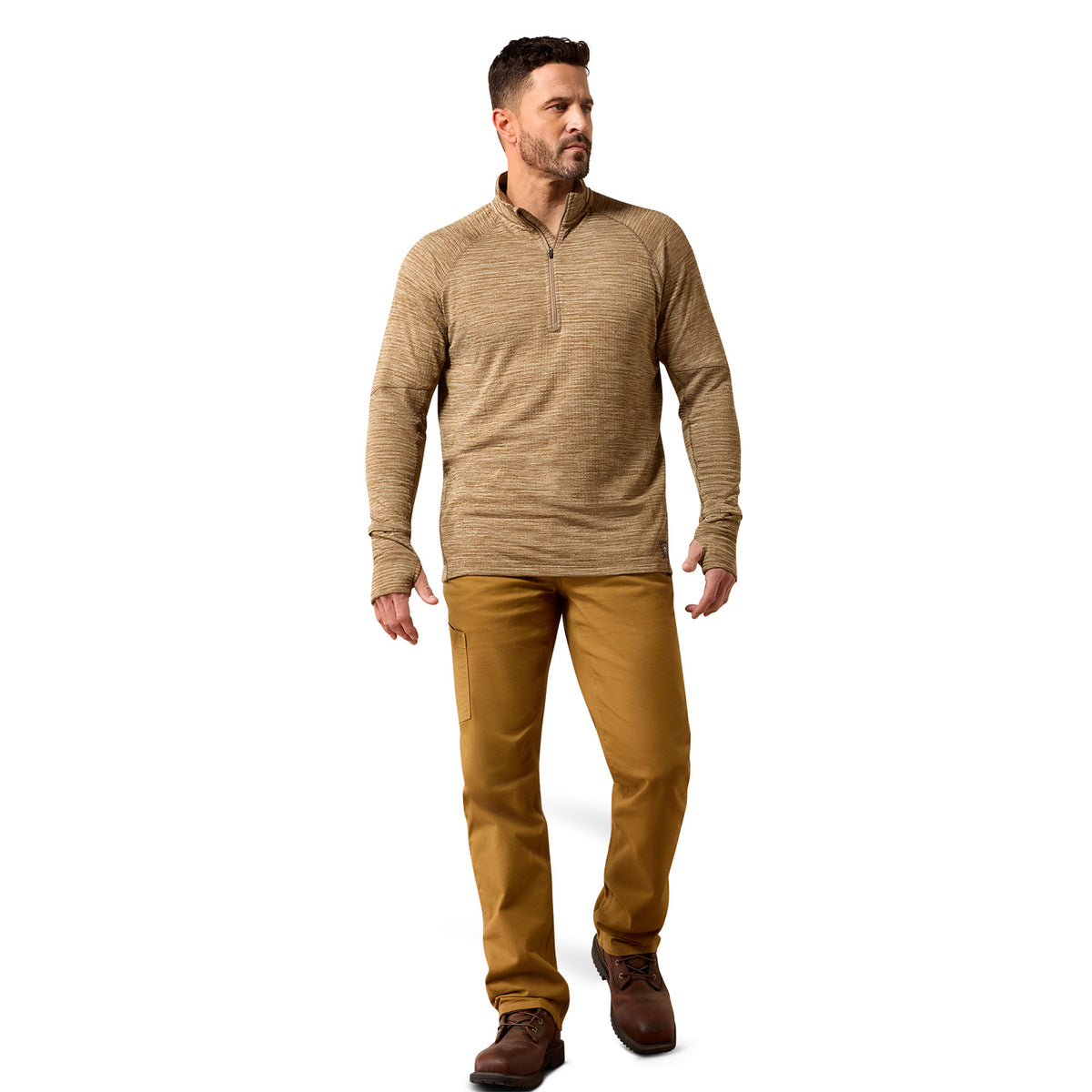 Ariat Men's Rebar Gridwork Baselayer 1/4 Zip Long Sleeve T-Shirt Long Sleeve T-Shirts Ariat