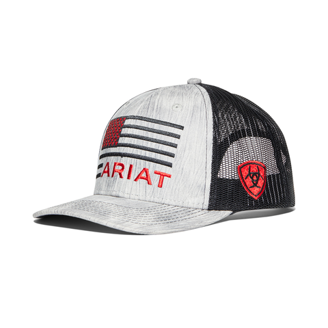 Ariat Flag Logo Mesh Snapback Cap Hats & Caps Ariat Grey OS