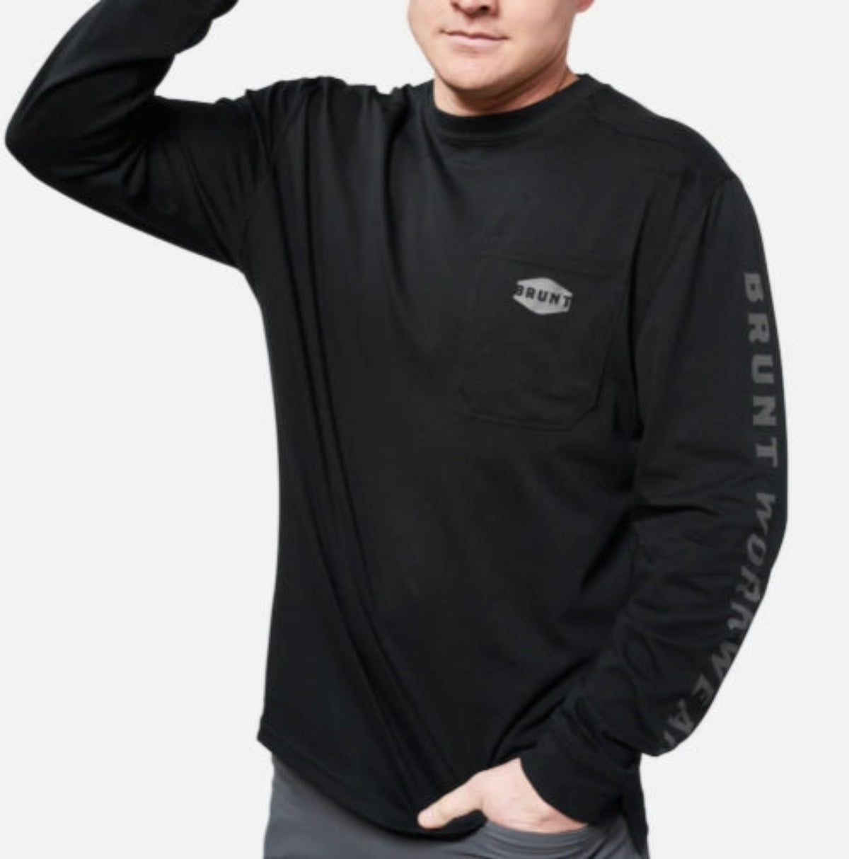 BRUNT Men's The Brunt Utility Pocket Logo Long Short T-Shirt Long Sleeve T-Shirts BRUNT
