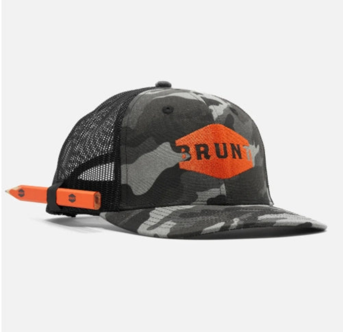 BRUNT Men's Curved Brim Pencil Holder Snapback Cap Hats & Caps BRUNT Black Camo OS