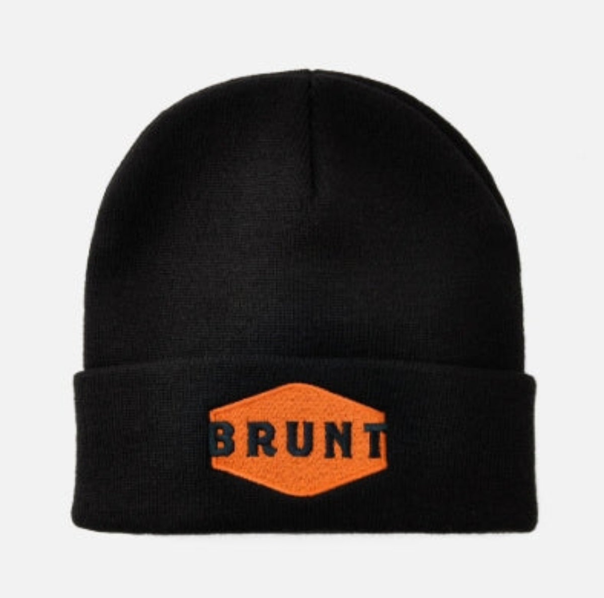 BRUNT Men's Cuffed Embroidered Logo Acrylic Beanie Hats & Caps BRUNT Black/Orange OS