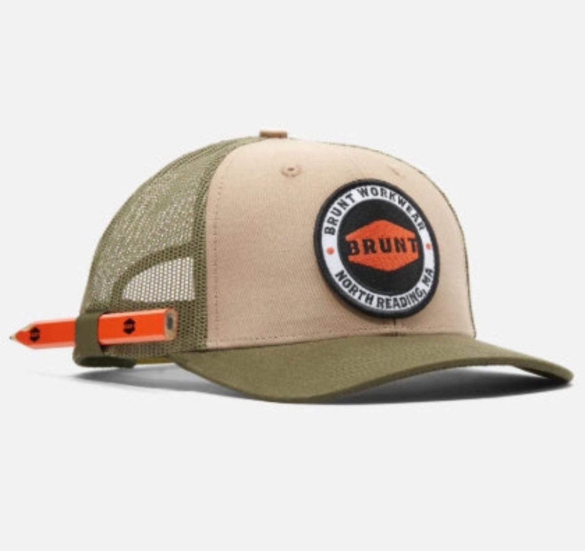 BRUNT Men's Curved Brim Patch Logo Mesh Snapback Cap Hats & Caps BRUNT Khaki/Green OS