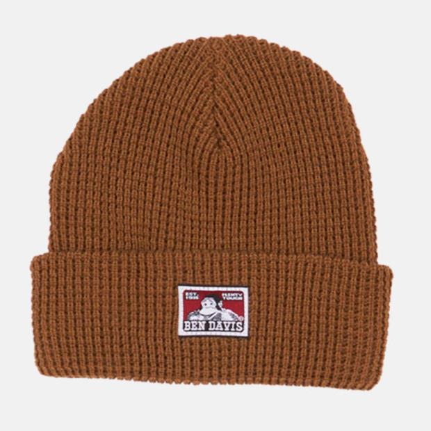 Ben Davis Waffle Knit Logo Patch Cuffed Beanie Ben Davis Coyote Brown OS