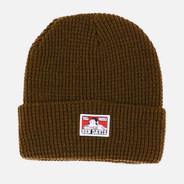 Ben Davis Waffle Knit Logo Patch Cuffed Beanie Hats & Caps Ben Davis Moss OS