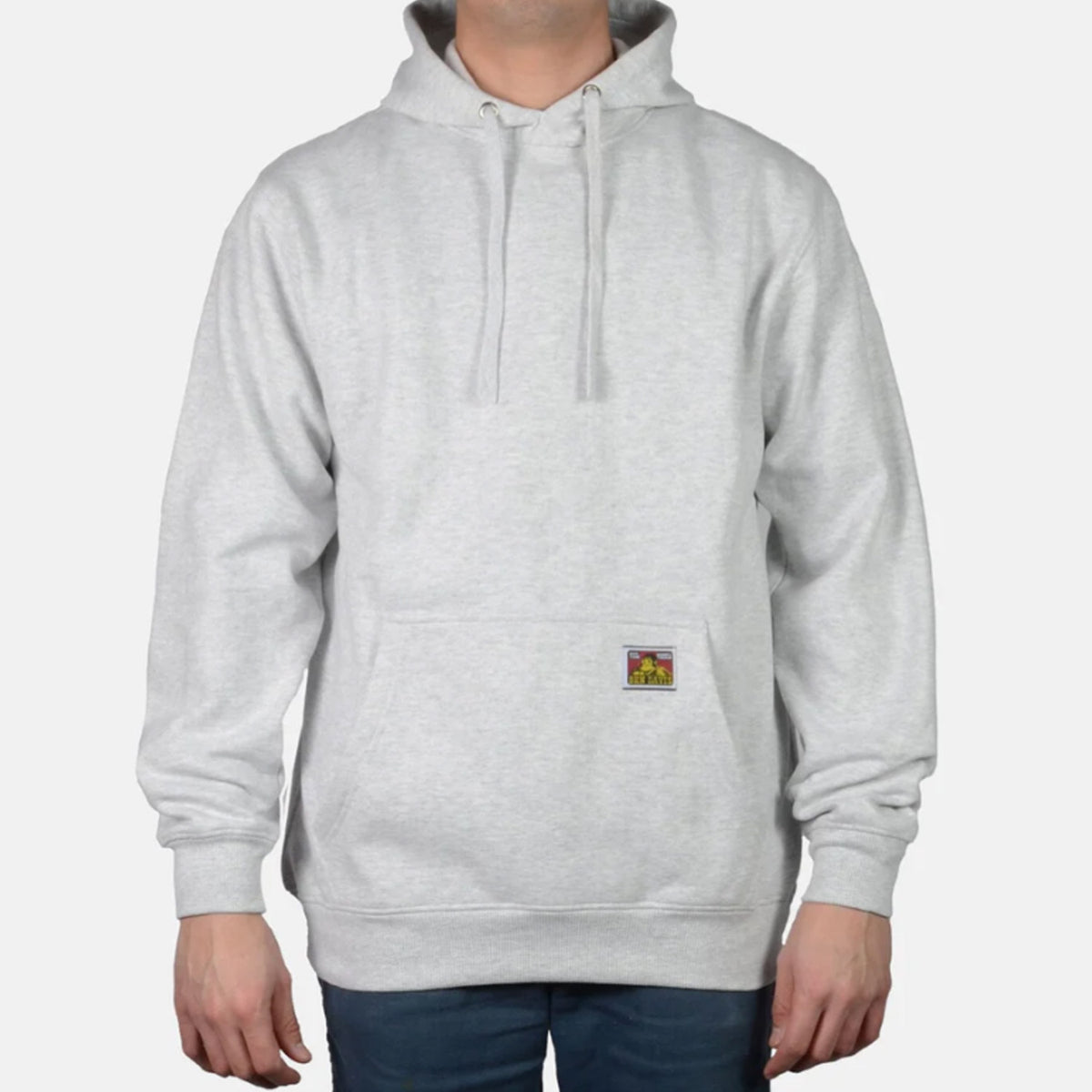 Ben Davis Men's Heavyweight Logo Patch Hooded Sweatshirt_Ash Grey Sweatshirts & Hoodies Ben Davis Ash Grey 2XL Reg