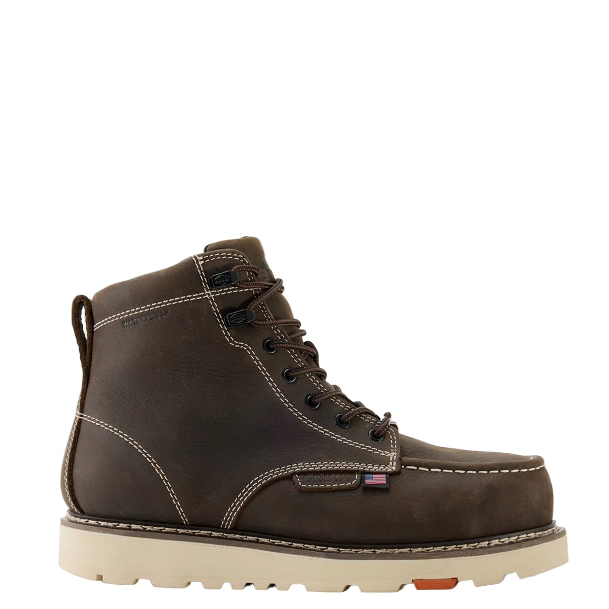 BRUNT Men's Marin USA Welted 6" Waterproof Comp Toe Work Boot Work Boots BRUNT Dark Brown 10 D/2E