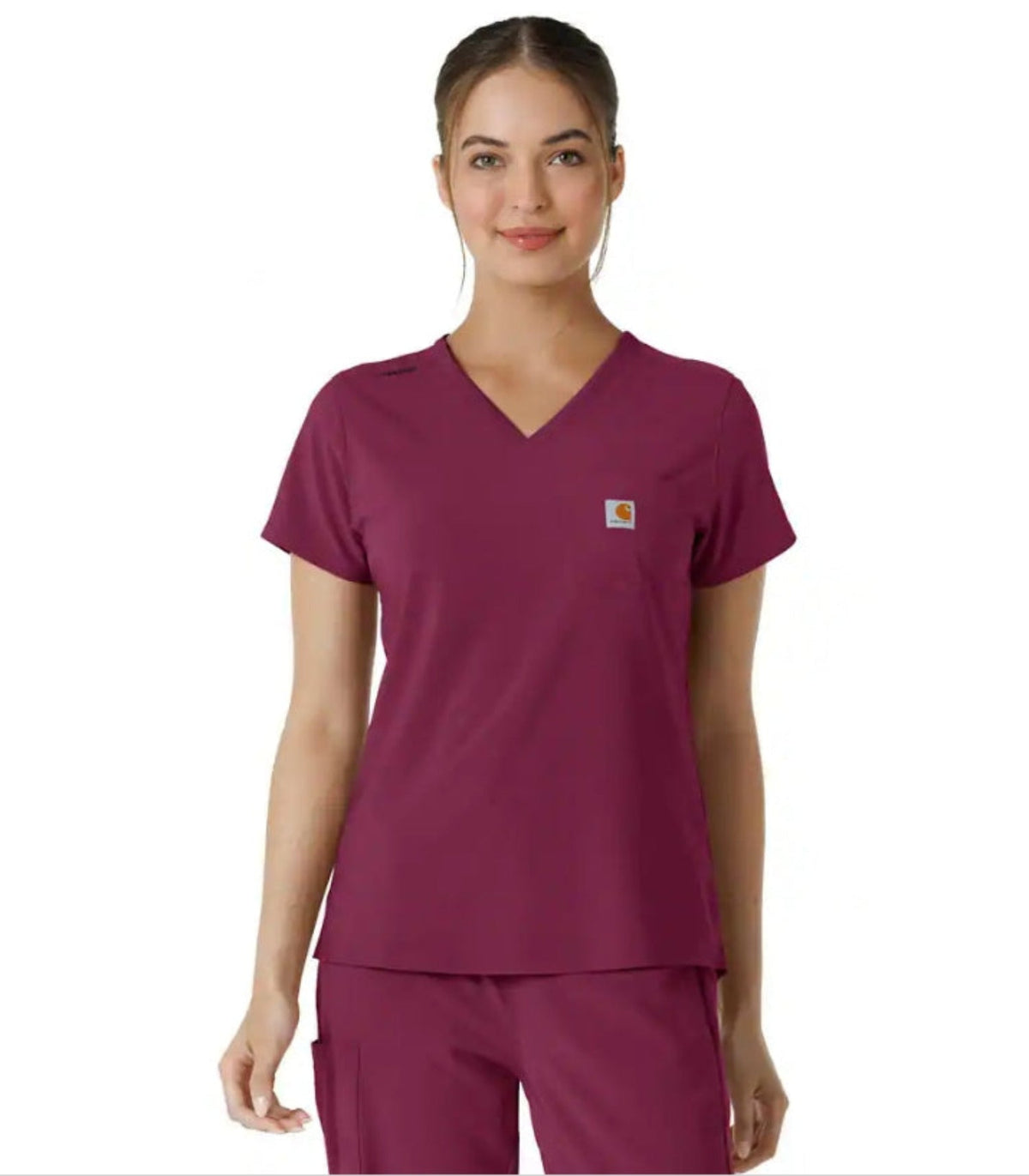 Carhartt Women's Force Cross Flex Tuck-In Scrub Top Scrubs Carhartt Wine 2XL Reg