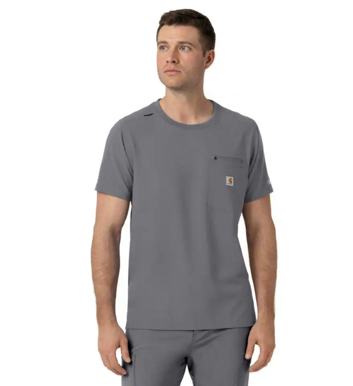 Carhartt Men's Cross Flex Crewneck Pocket Short Sleeve Scrub Top Scrubs Carhartt Pewter 2XL Reg