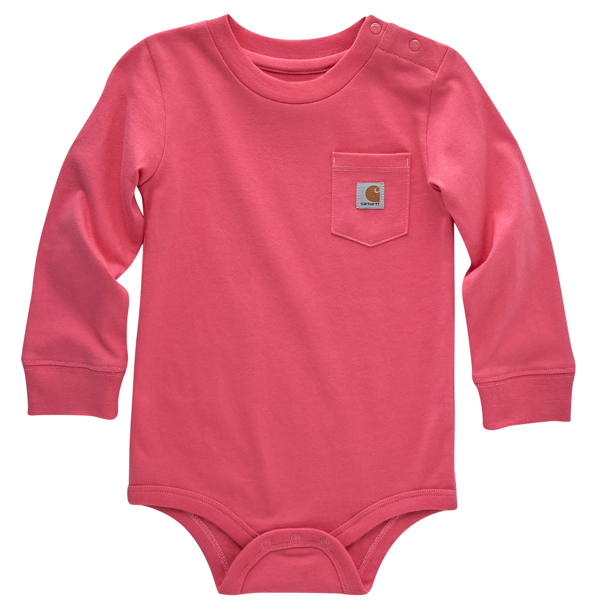 Carhartt Infant Long Sleeve Logo Chest Pocket Bodysuit Long Sleeve T-Shirts Carhartt Pink Lemonade 12M Infant