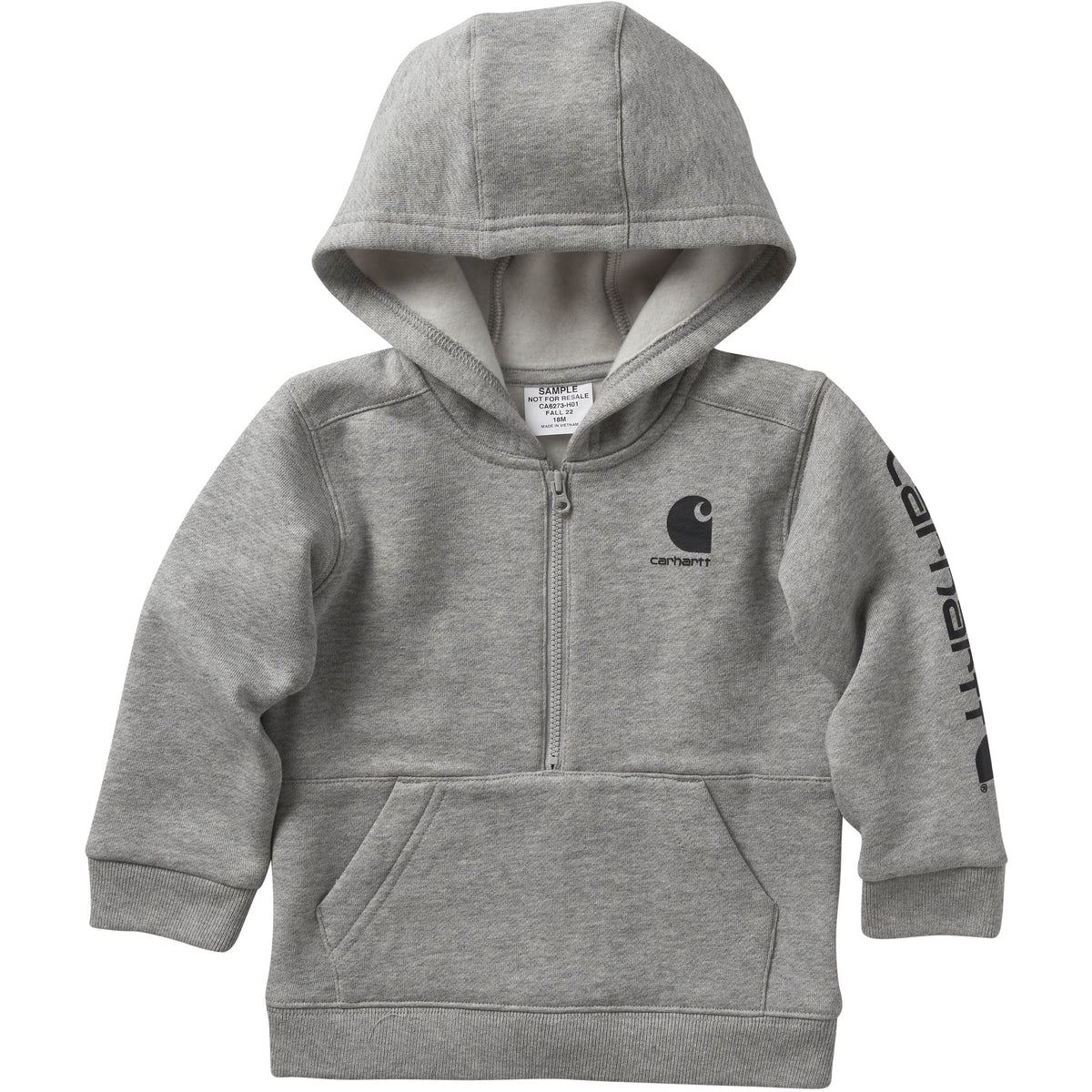 Carhartt Kids' Half Zip Hooded Sweatshirt Sweatshirts & Hoodies Carhartt Grey Heather 2T Toddler