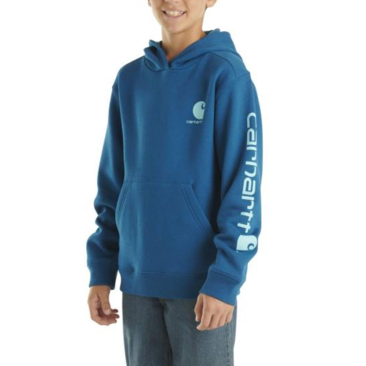 Carhartt Kid's Logo Graphic Hooded Sweatshirt Sweatshirts & Hoodies Carhartt Medium Blue 4 Little Kid
