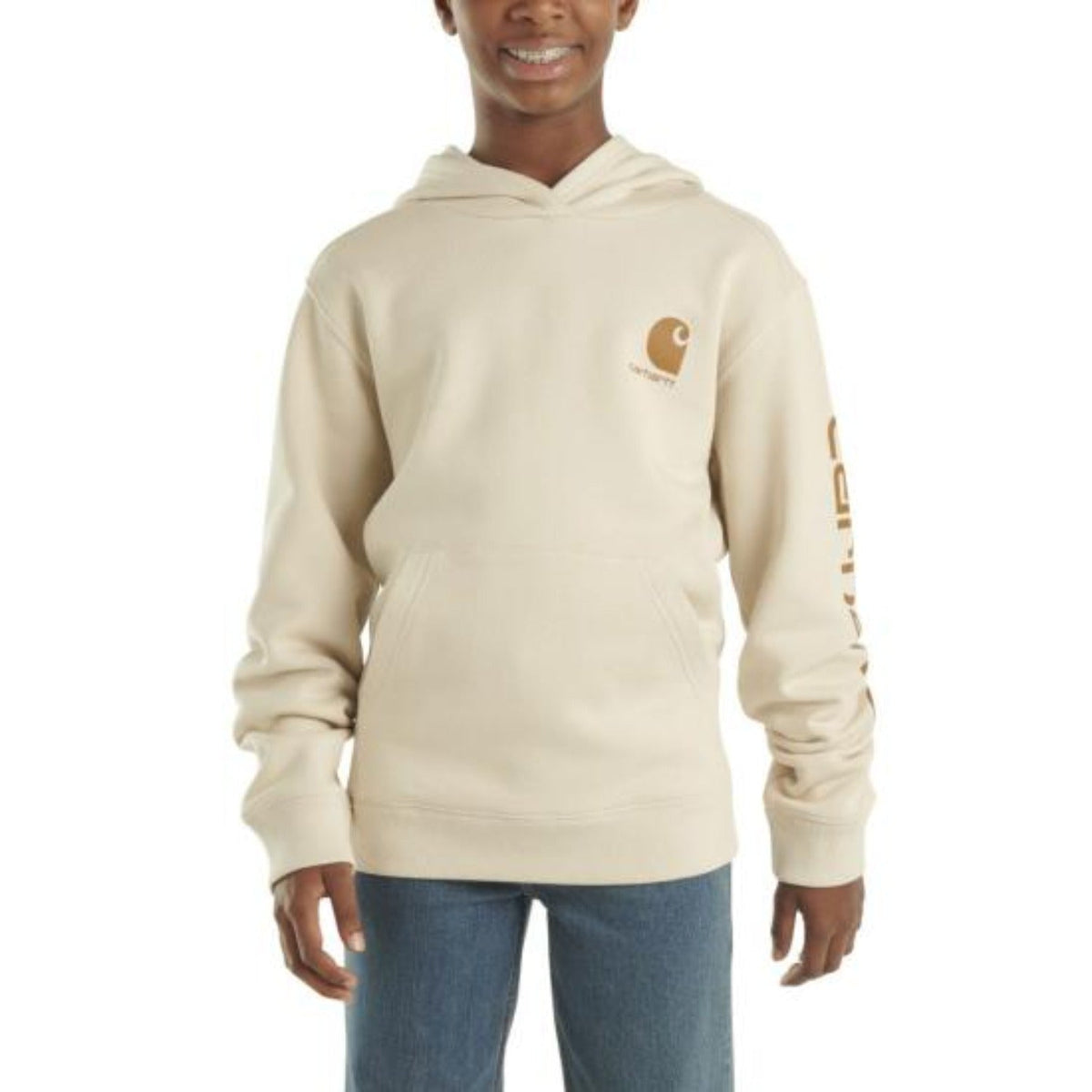 Carhartt Kid's Logo Graphic Hooded Sweatshirt Sweatshirts & Hoodies Carhartt Light Beige 4 Little Kid