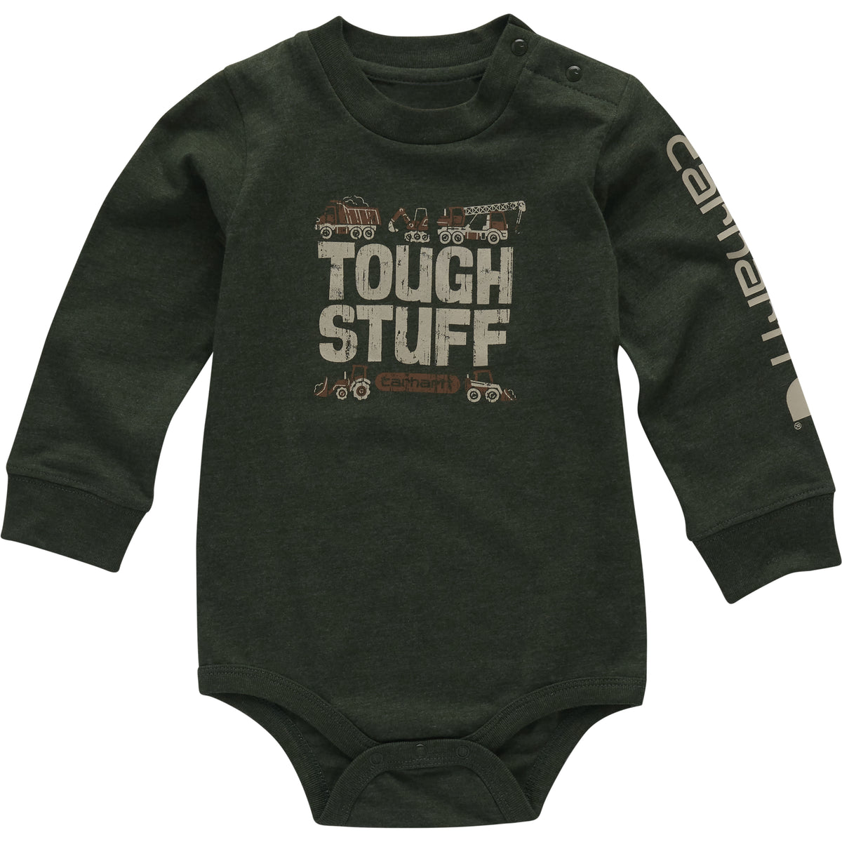 Carhartt Boys' "Tough Stuff" Graphic Long Sleeve Bodysuit T-Shirts Carhartt Mountain View Heather 12M Infant