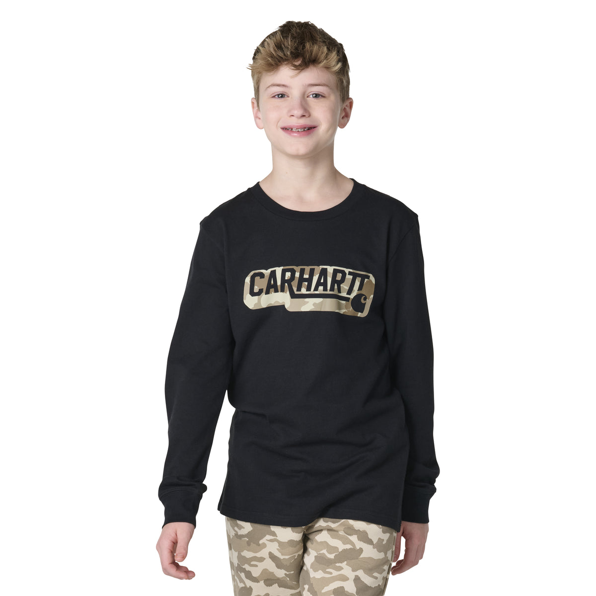 Carhartt Kids' Camo Logo Graphic Long Sleeve T-Shirt