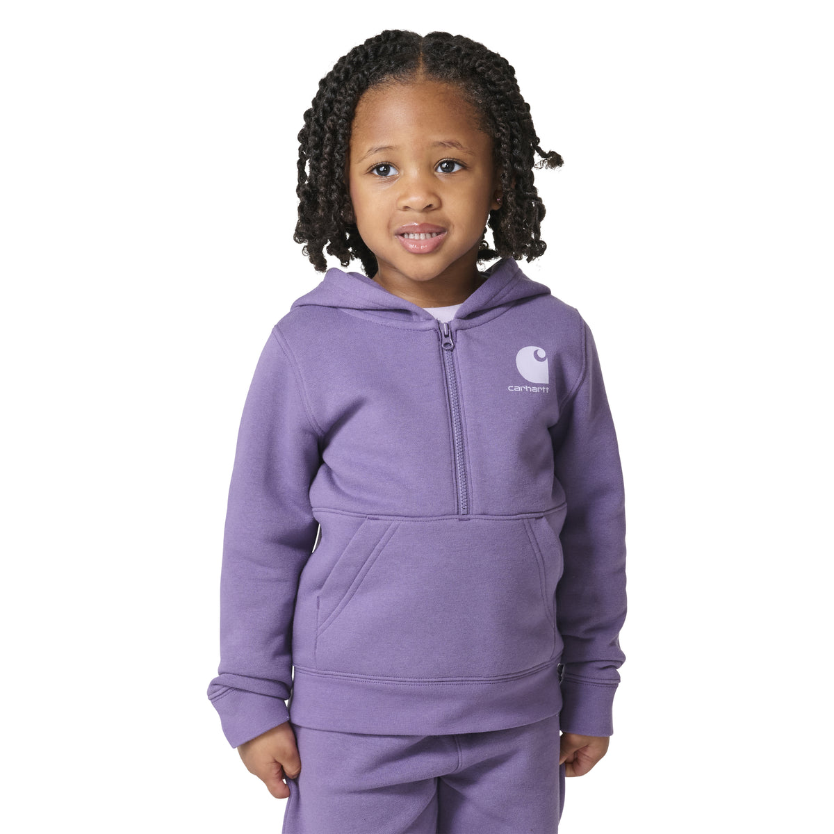 Carhartt Kids' Logo Sleeve Half-Zip Hooded Logo Sweatshirt