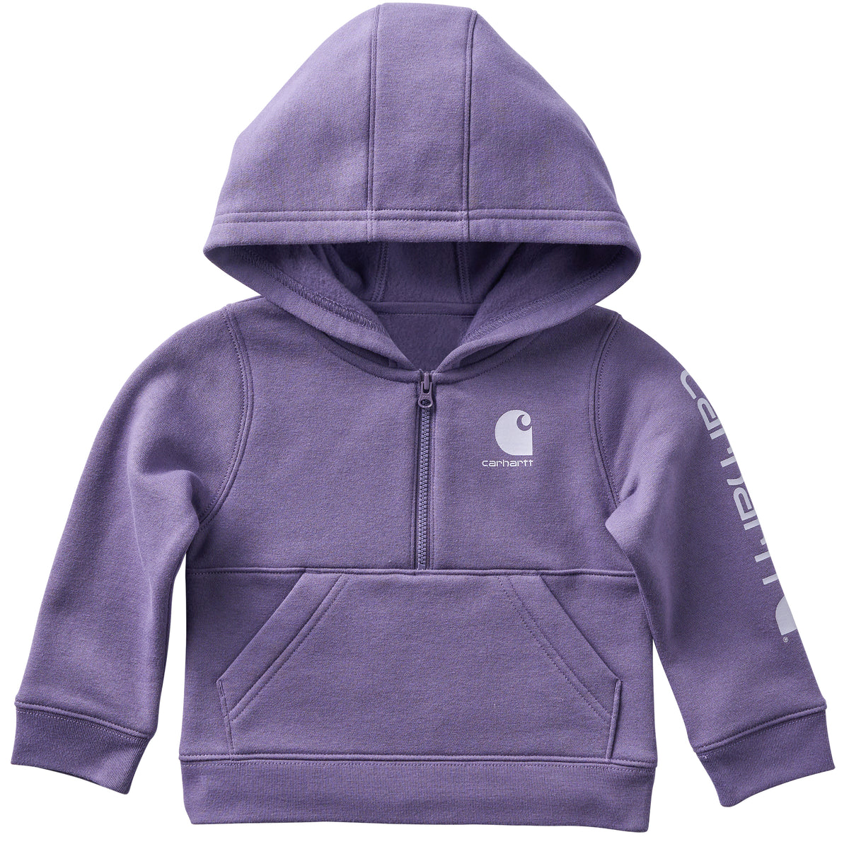 Carhartt Kids' Logo Sleeve Half-Zip Hooded Logo Sweatshirt
